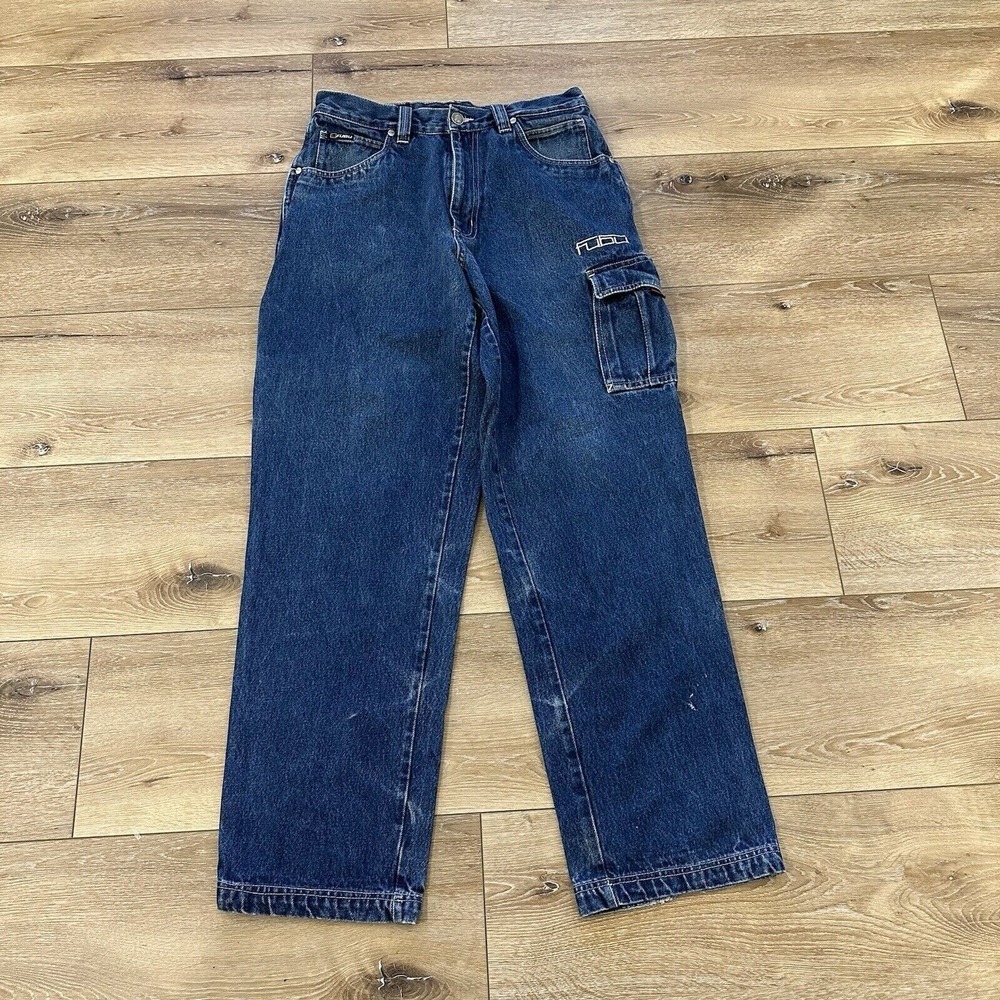 Vintage Fubu Jeans Mens 34 x 33 Wide Leg Baggy Denim Skater Y2K JNCO Cargo‎ - Picture 2 of 16